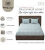 White & Aqua Glace Cotton Paisley Print Elastic Fitted King Bedsheet With 2 Pillow Covers