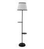 Plazo White & Black Cotton and Polyvinyl Shade Shelf Floor Lamp With Iron Base