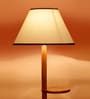 White & Black Cotton Conical Wooden Floor Lamp