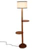White & Black Cotton Drum Wooden Floor Lamp