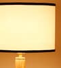 White & Black Cotton Drum Wooden Floor Lamp