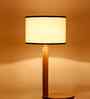 White & Black Cotton Drum Wooden Floor Lamp