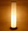 White & Black Cotton Shade Column Floor Lamp With Wood Base
