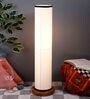White & Black Cotton Shade Column Floor Lamp With Wood Base