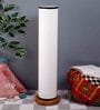 White & Black Cotton Shade Column Floor Lamp With Wood Base
