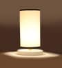 white & black Cotton table lamp with White wood base -10