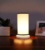 white & black Cotton table lamp with White wood base -10