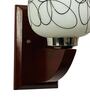 White & Black E27 holder Wood & Glass Uplight Wall Scone