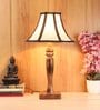 Lyon White & Black Fabric Shade Night Lamp With Mango wood Base