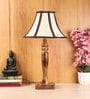 Lyon White & Black Fabric Shade Night Lamp With Mango wood Base