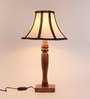 Lyon White & Black Fabric Shade Night Lamp With Mango wood Base