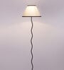 White & Black Cottan Fabric Shade Club Floor Lamp With Iron Base