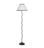 White & Black Cottan Fabric Shade Club Floor Lamp With Iron Base