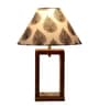 White & Black Shade Table Lamp With Wood Base