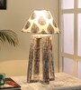 White & Black Shade Table Lamp With Wood Base