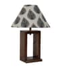 White & Black Shade Table Lamp With Wood Base