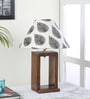 White & Black Shade Table Lamp With Wood Base