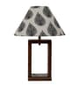 White & Black Shade Table Lamp With Wood Base