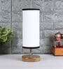 Siena White & Black Cottan Fabric Shade Table Lamp With Wood Base