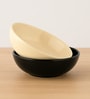 (Set Of 2) White & Black Stoneware Snack Bowl
