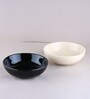 (Set Of 2) White & Black Stoneware Snack Bowl
