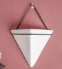 White & Black Triangular Ceramic Pot With Holder Large