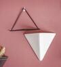 White & Black Triangular Ceramic Pot With Holder Large