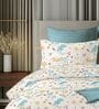 White & Blue 144TC Cotton Flat Super King Bedsheet with 2 Pillow Covers