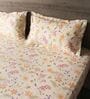 White & Blue 144TC Cotton Flat Super King Bedsheet with 2 Pillow Covers