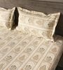 White & Blue 144TC Cotton Flat Super King Bedsheet with 2 Pillow Covers