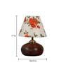 White & Blue Fabric Shade Table Lamp With Brown Base