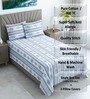 White & Blue Floral 400 TC Cotton Single Bed Size Flat Bedsheet With 2 Pillow Covers