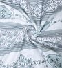 White & Blue Floral 400 TC Cotton Superking Size Fitted Bedsheet With 2 Pillow Covers
