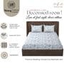 White & Blue Glace Cotton Floral Print Elastic Fitted King Bedsheet With 2 Pillow Covers