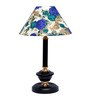 White & Blue Shade Table Lamp With Metal Base