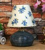 White & Blue Shade Table Lamp With Terracotta Base