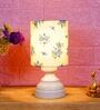 White & Blue Shade Table Lamp With Metal Base