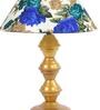 White & Blue Shade Table Lamp With Metal Base