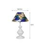 White & Blue Shade Table Lamp With Metal Base