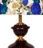 White & Blue Shade Table Lamp With Metal Base