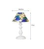 White & Blue Shade Table Lamp With Metal Base