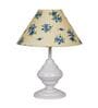 White & Blue Shade Table Lamp With Metal Base