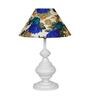 White & Blue Shade Table Lamp With Metal Base