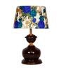White & Blue Shade Table Lamp With Metal Base