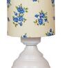 White & Blue Shade Table Lamp With Metal Base