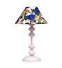 White & Blue Shade Table Lamp With Metal Base