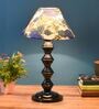 White & Blue Shade Table Lamp With Metal Base