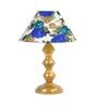 White & Blue Shade Table Lamp With Metal Base