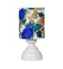 Wave White & Blue Fabric Shade Night Lamp With Metal Base