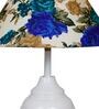 White & Blue Shade Table Lamp With Metal Base
